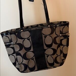 Coach Stylish Black and Gray Women's Tote Bag